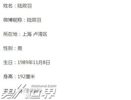 陆政羽个人资料